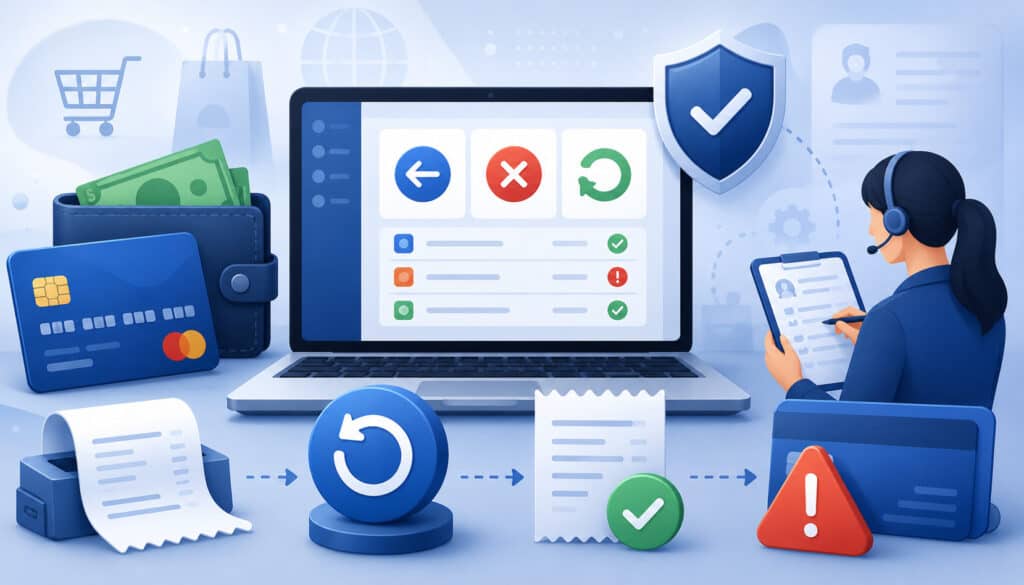 Chargeback, cancellation, and refund management dashboard illustration