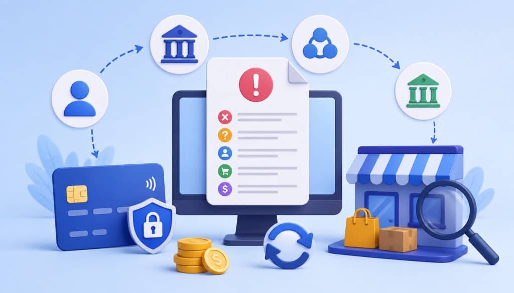 Chargeback reason codes and payment dispute process illustration