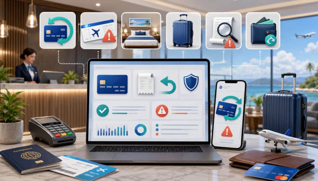 Travel chargeback reason codes dashboard illustration