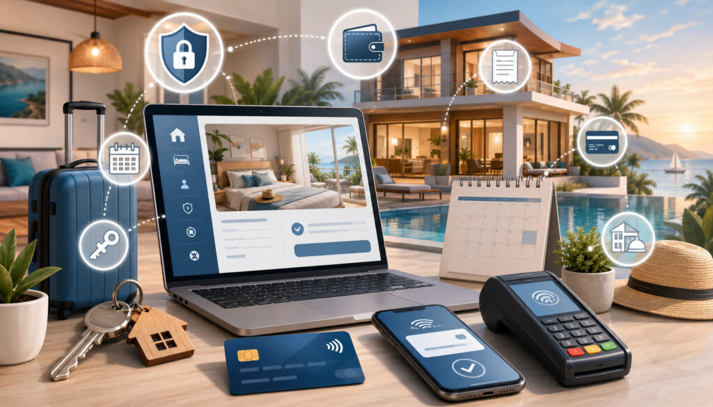 Vacation rental payment processing illustration
