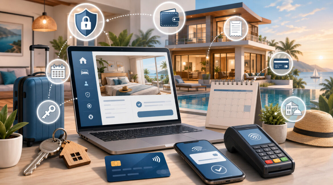 Vacation rental payment processing illustration